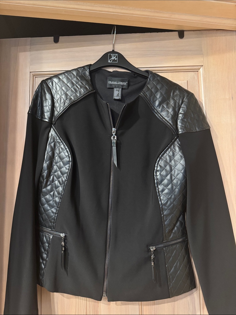 Frank Lyman Design Black Quilted-Accent Zip Jacket